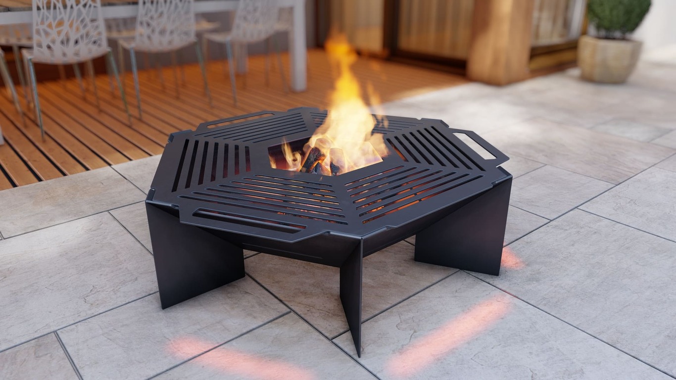 Hexagon Weld Fire Pit Grill V2. DXF, SVG files for plasma, laser cutting. Outdoor Barbecue. Фото 5