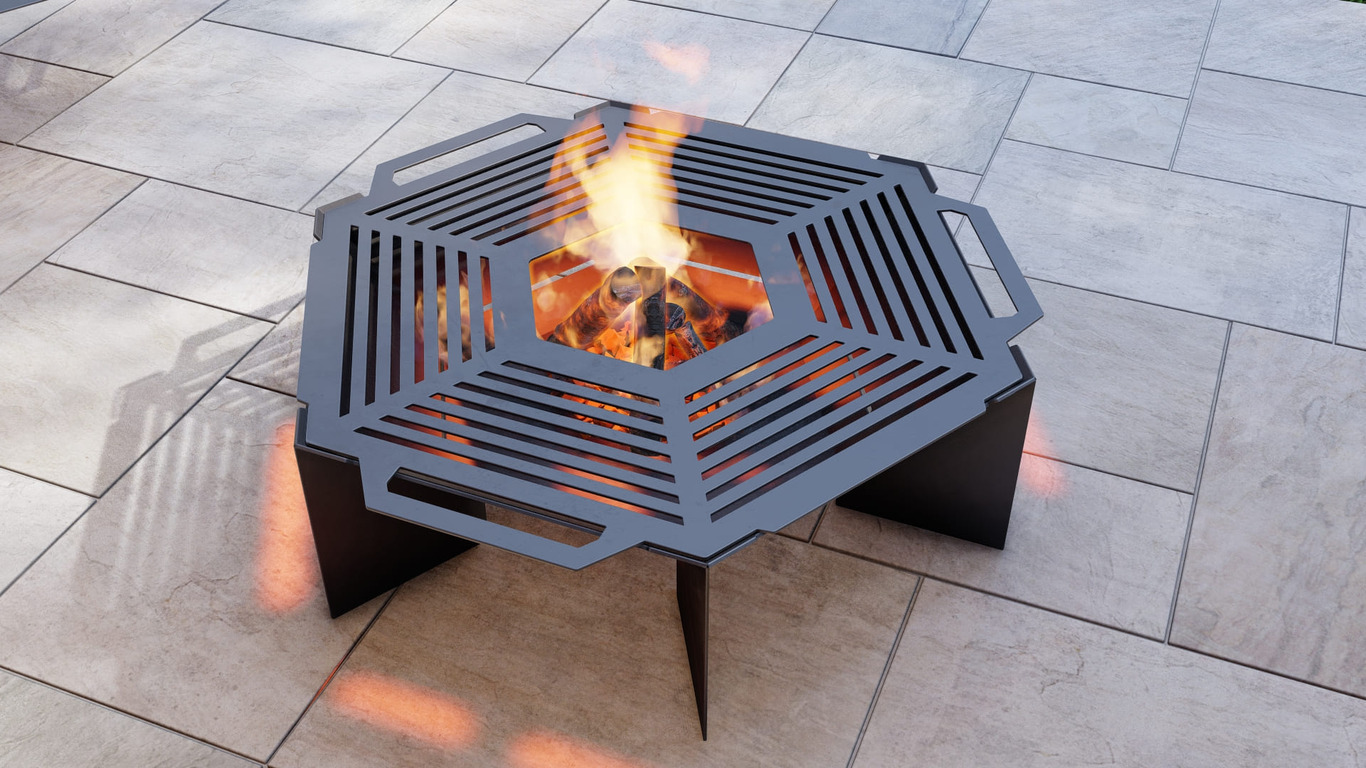 Hexagon Weld Fire Pit Grill V2. DXF, SVG files for plasma, laser cutting. Outdoor Barbecue. Фото 6
