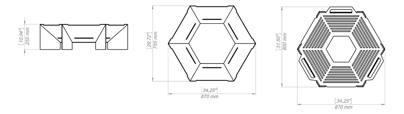 Hexagon Weld Fire Pit Grill V2. DXF, SVG files for plasma, laser cutting. Outdoor Barbecue. Фото 10