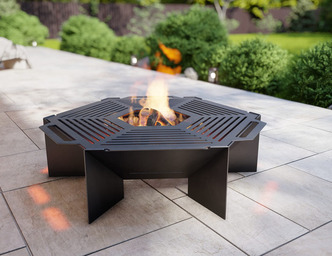 Hexagon Weld Fire Pit Grill V2. DXF, SVG files for plasma, laser cutting. Outdoor Barbecue