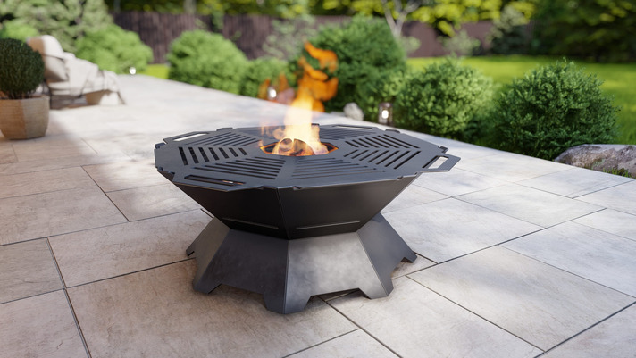 Octagon Weld Fire Pit Grill. DXF, SVG files for plasma, laser cutting. Outdoor Barbecue