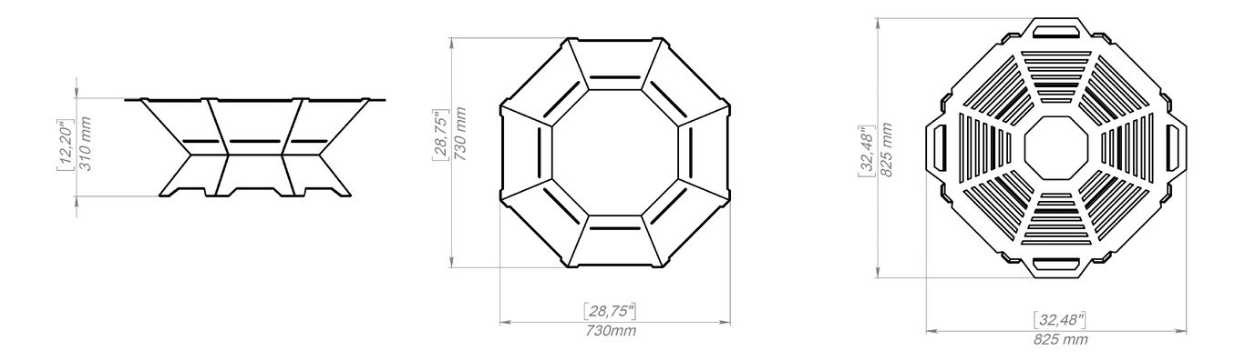 Octagon Weld Fire Pit Grill. DXF, SVG files for plasma, laser cutting. Outdoor Barbecue. Фото 10