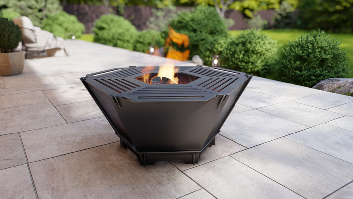 Hexagon Foldable Fire Pit Grill V1. DXF, SVG files for plasma, laser cutting. Backyard BBQ