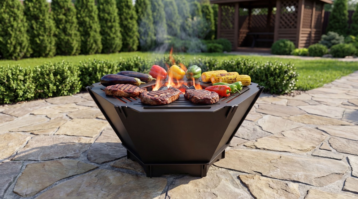 Hexagon Foldable Fire Pit Grill V1. DXF, SVG files for plasma, laser cutting. Backyard BBQ. Фото 3