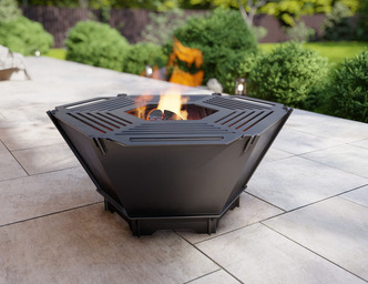 Hexagon Foldable Fire Pit Grill V1. DXF, SVG files for plasma, laser cutting. Backyard BBQ