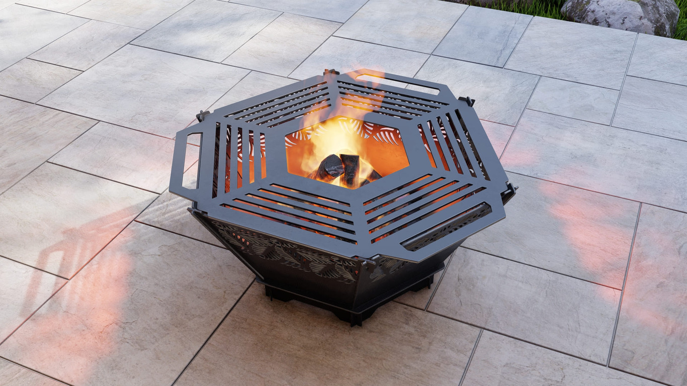 Hexagon Foldable Fire Pit Grill V2. DXF, SVG files for plasma, laser cutting. Backyard BBQ. Фото 8