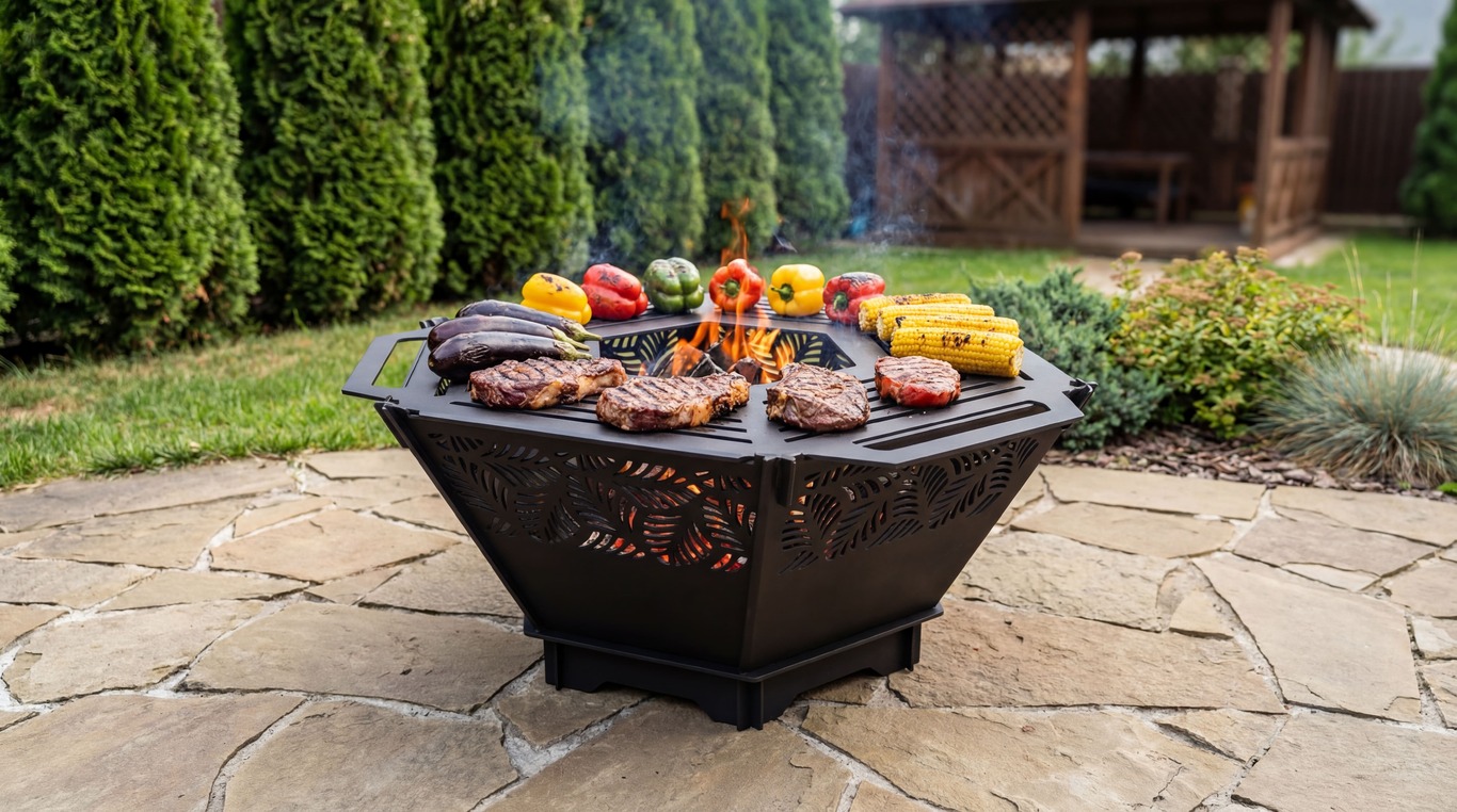 Hexagon Foldable Fire Pit Grill V2. DXF, SVG files for plasma, laser cutting. Backyard BBQ. Фото 2