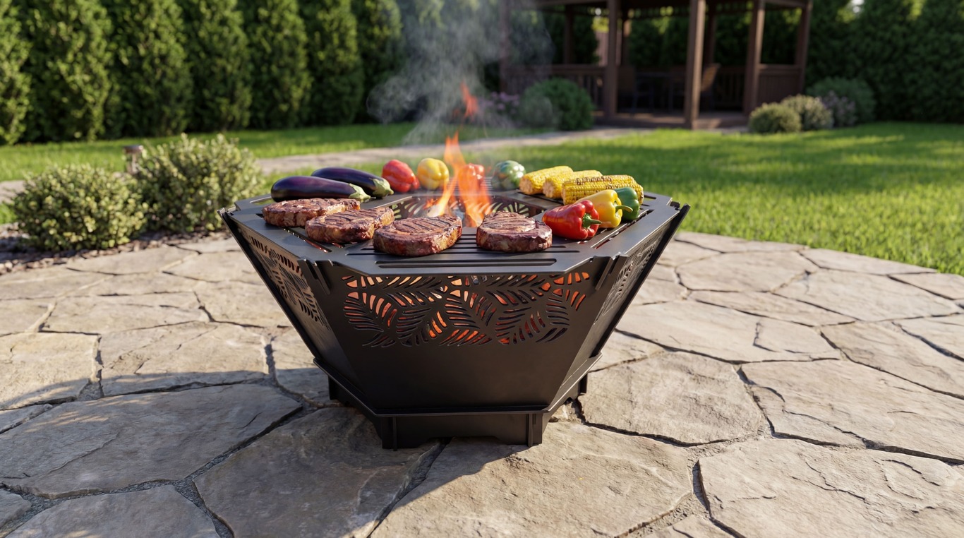 Hexagon Foldable Fire Pit Grill V2. DXF, SVG files for plasma, laser cutting. Backyard BBQ. Фото 3