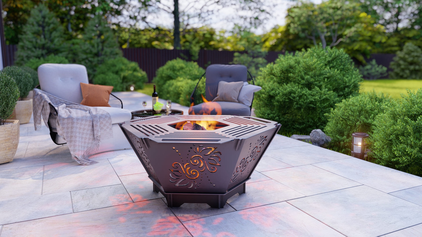 Hexagon Foldable Fire Pit Grill V3. DXF, SVG files for plasma, laser cutting. Backyard BBQ. Фото 4