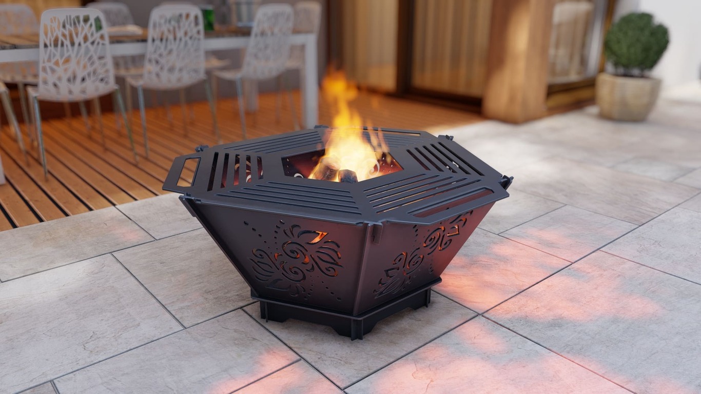 Hexagon Foldable Fire Pit Grill V3. DXF, SVG files for plasma, laser cutting. Backyard BBQ. Фото 6