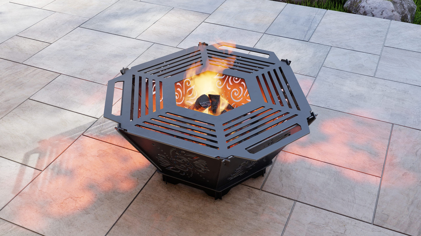 Hexagon Foldable Fire Pit Grill V3. DXF, SVG files for plasma, laser cutting. Backyard BBQ. Фото 8