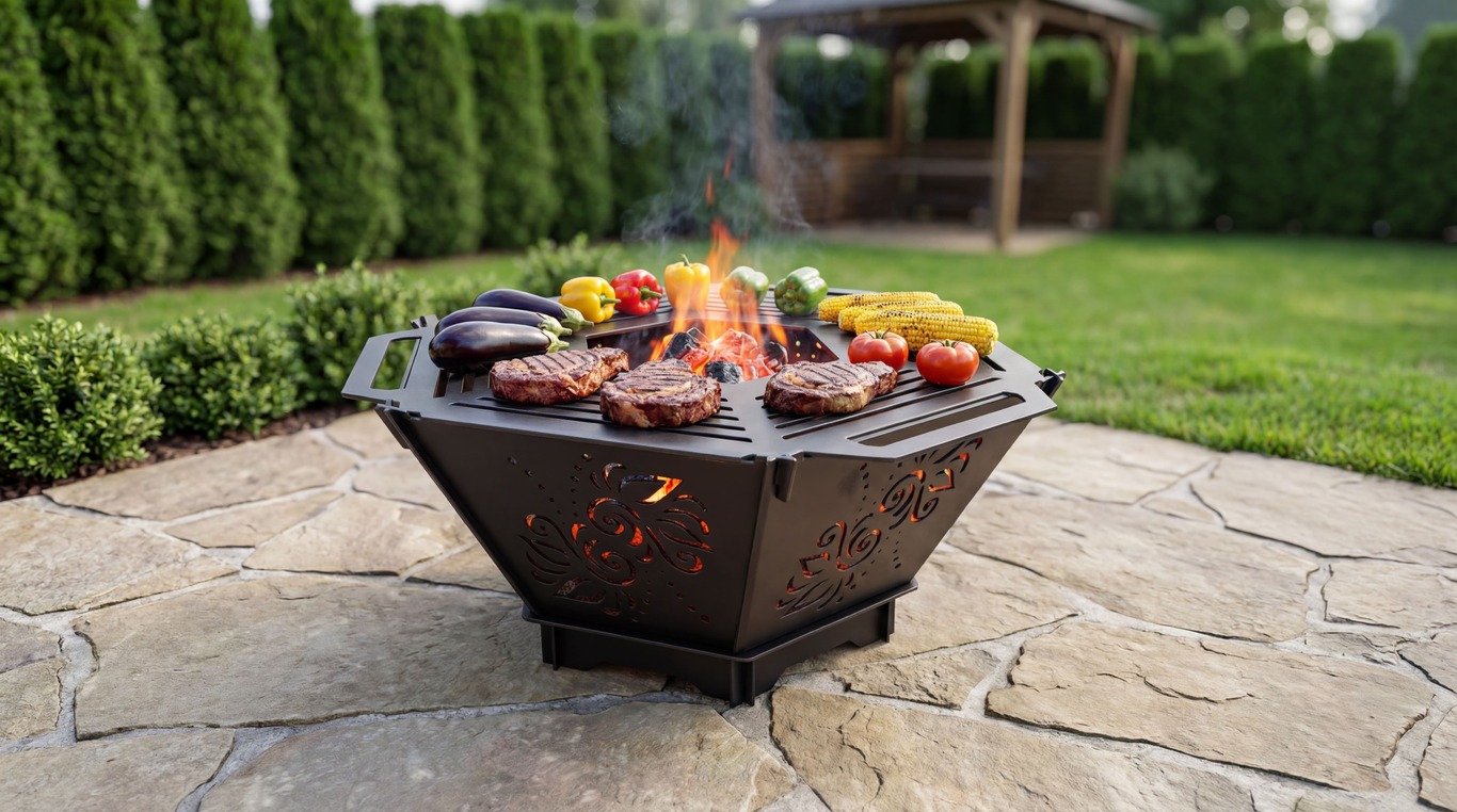 Hexagon Foldable Fire Pit Grill V3. DXF, SVG files for plasma, laser cutting. Backyard BBQ. Фото 2
