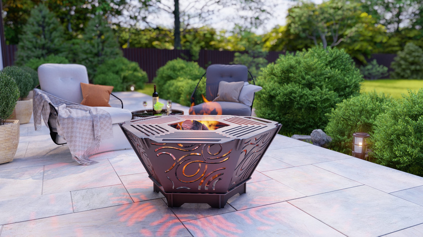 Hexagon Foldable Fire Pit Grill V4. DXF, SVG files for plasma, laser cutting. Backyard BBQ. Фото 4