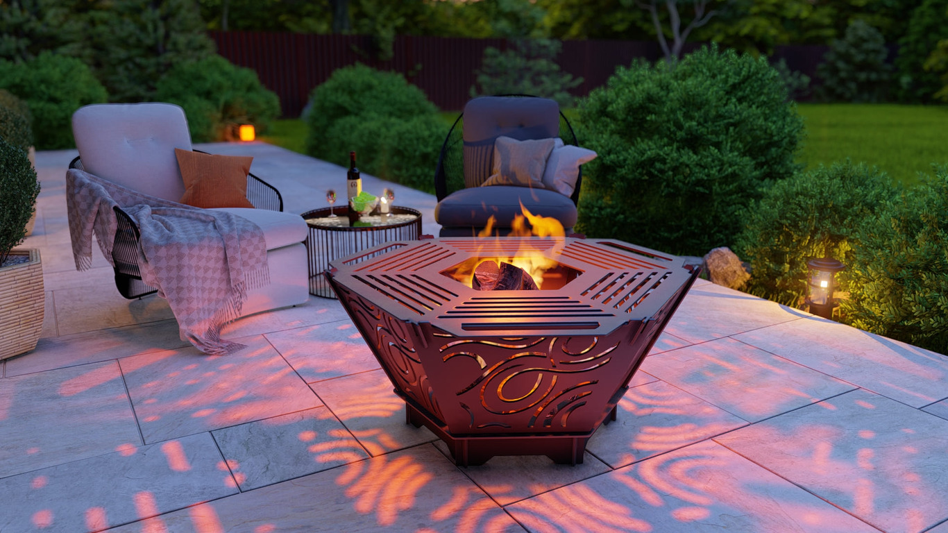 Hexagon Foldable Fire Pit Grill V4. DXF, SVG files for plasma, laser cutting. Backyard BBQ. Фото 5