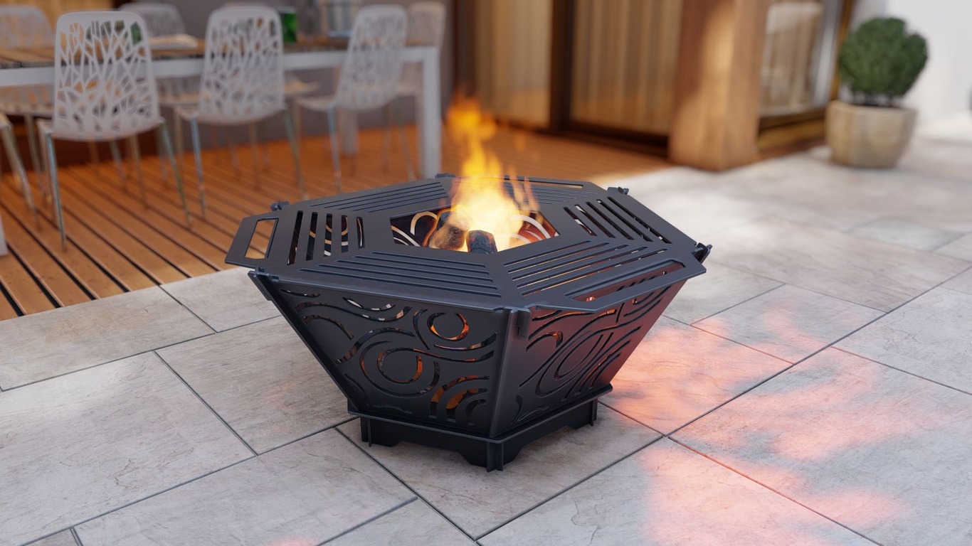 Hexagon Foldable Fire Pit Grill V4. DXF, SVG files for plasma, laser cutting. Backyard BBQ. Фото 7
