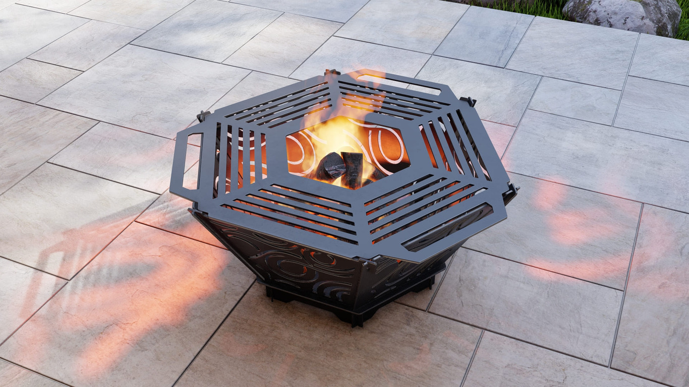 Hexagon Foldable Fire Pit Grill V4. DXF, SVG files for plasma, laser cutting. Backyard BBQ. Фото 8