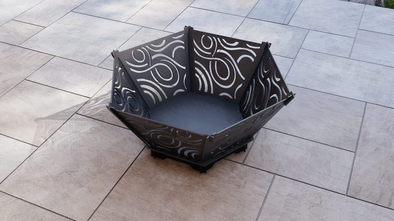 Hexagon Foldable Fire Pit Grill V4. DXF, SVG files for plasma, laser cutting. Backyard BBQ. Фото 10