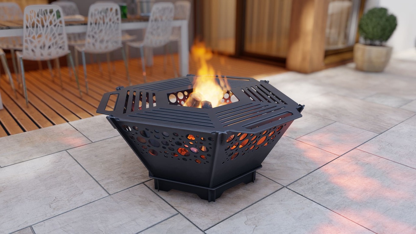 Hexagon Foldable Fire Pit Grill V5. DXF, SVG files for plasma, laser cutting. Backyard BBQ. Фото 6