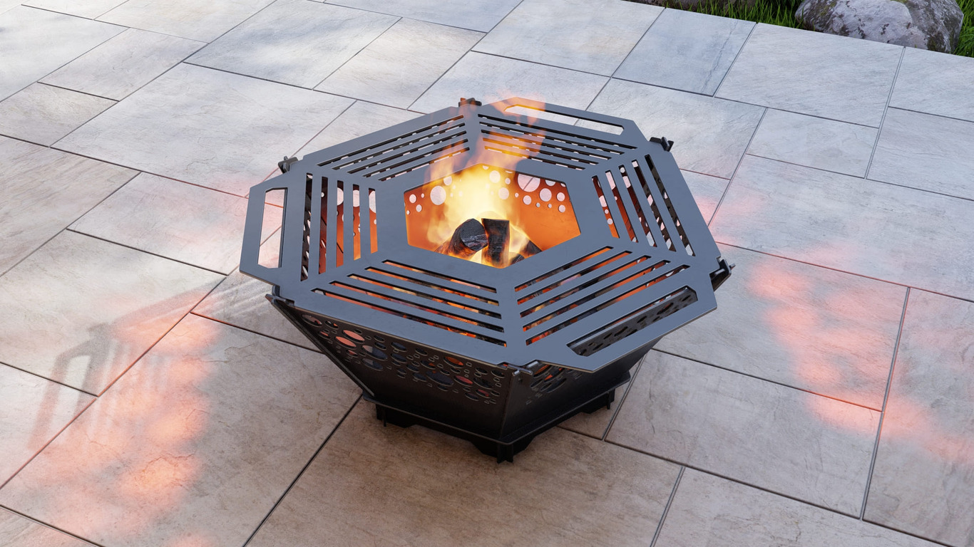 Hexagon Foldable Fire Pit Grill V5. DXF, SVG files for plasma, laser cutting. Backyard BBQ. Фото 8