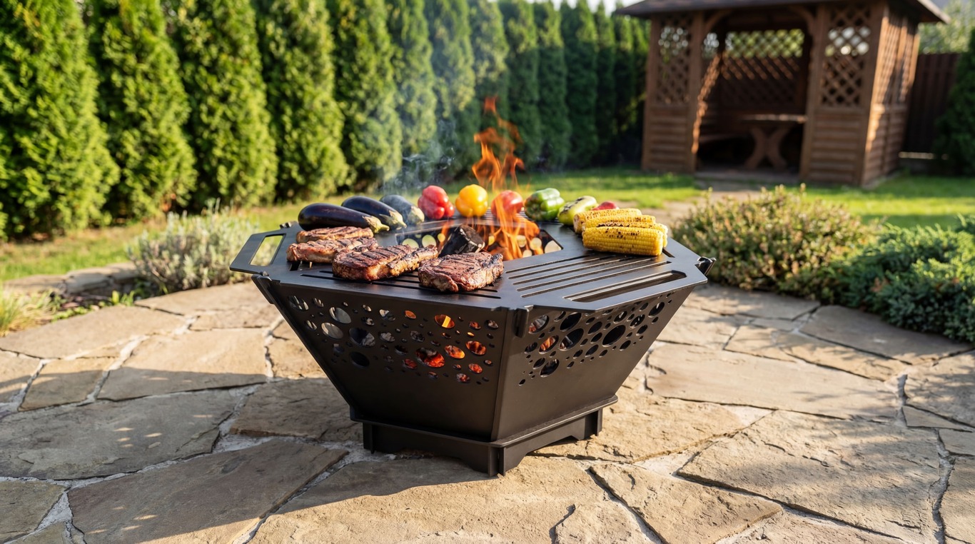 Hexagon Foldable Fire Pit Grill V5. DXF, SVG files for plasma, laser cutting. Backyard BBQ. Фото 2