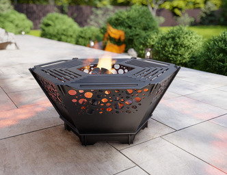 Hexagon Foldable Fire Pit Grill V5. DXF, SVG files for plasma, laser cutting. Backyard BBQ