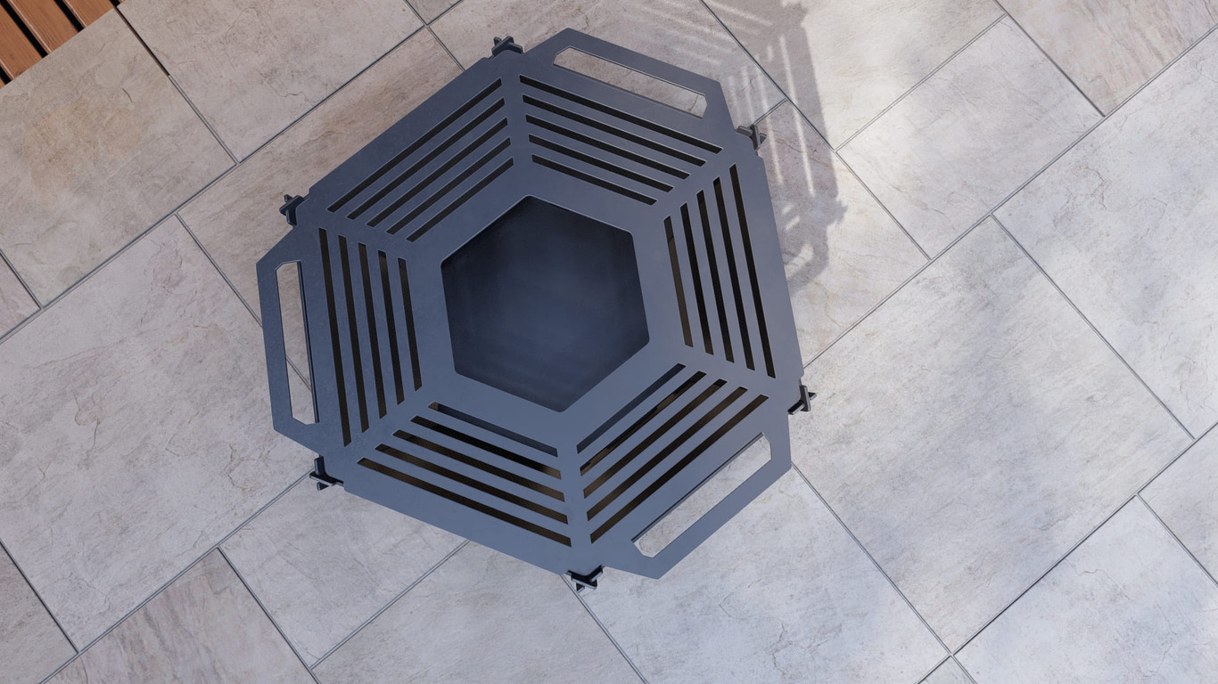 Hexagons Foldable 5-in-1 Fire Pit Grill. DXF, SVG files for plasma, laser cutting. Backyard BBQ. Фото 10