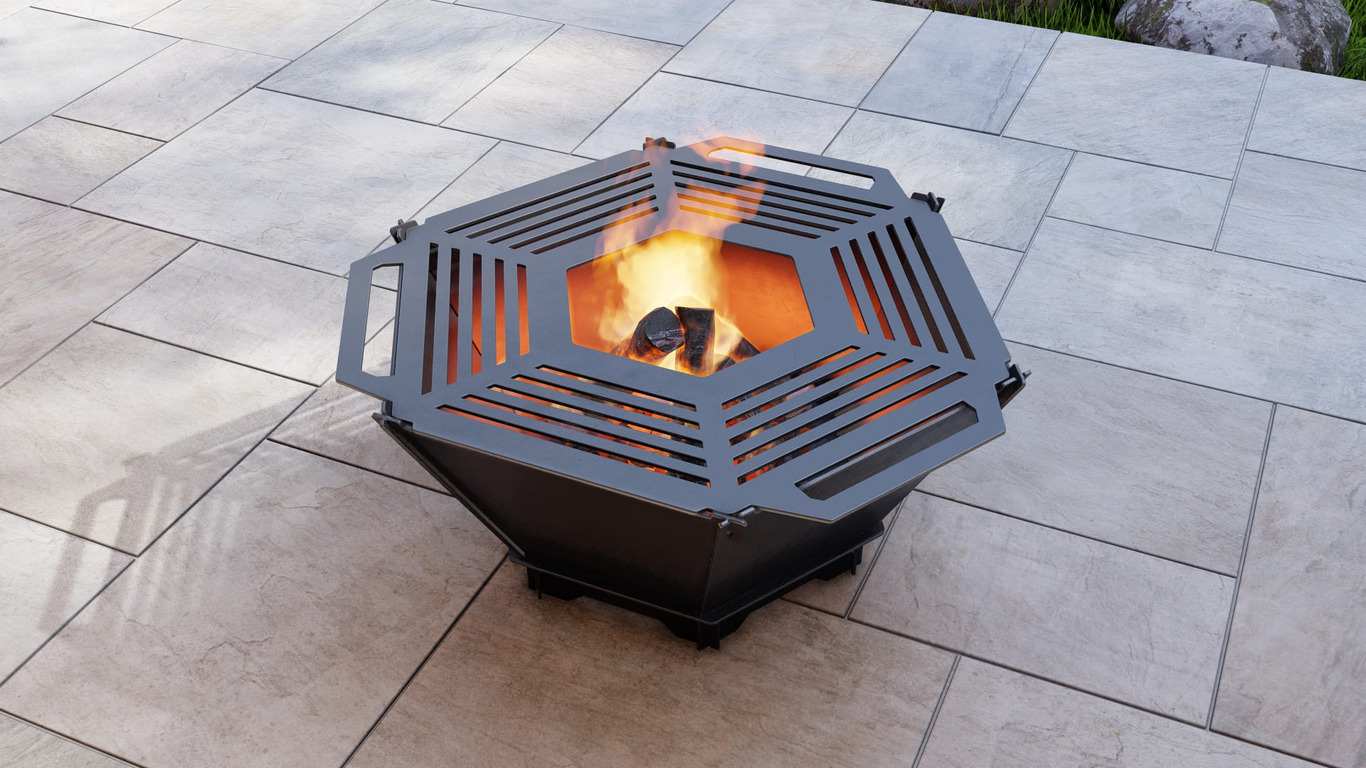 Hexagons Foldable 5-in-1 Fire Pit Grill. DXF, SVG files for plasma, laser cutting. Backyard BBQ. Фото 7
