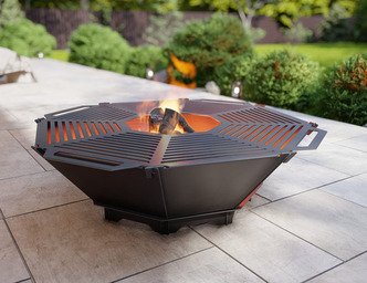 Braciere Ottagonale Pieghevole V1 con Griglia. File DXF, SVG per taglio plasma, laser. Barbecue da Giardino