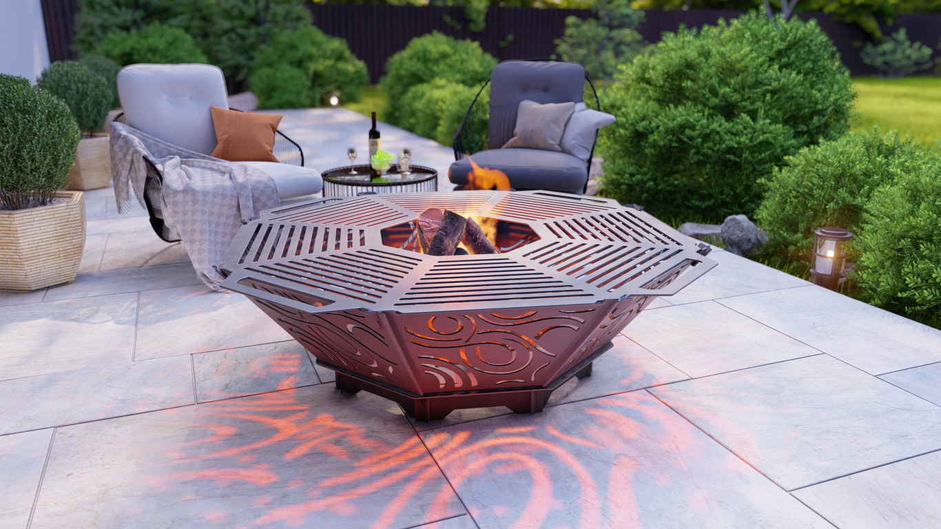 Octagon Foldable Fire Pit Grill V2. DXF, SVG files for plasma, laser cutting. Backyard BBQ. Фото 3