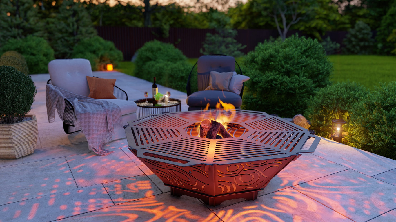 Octagon Foldable Fire Pit Grill V2. DXF, SVG files for plasma, laser cutting. Backyard BBQ. Фото 4