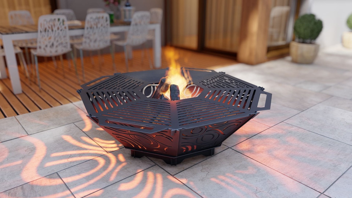 Octagon Foldable Fire Pit Grill V2. DXF, SVG files for plasma, laser cutting. Backyard BBQ. Фото 6