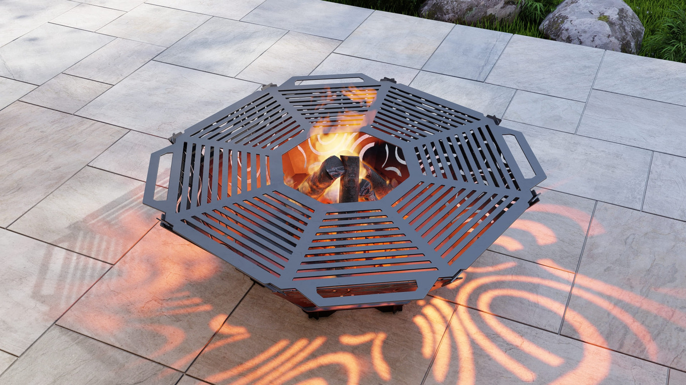 Octagon Foldable Fire Pit Grill V2. DXF, SVG files for plasma, laser cutting. Backyard BBQ. Фото 7