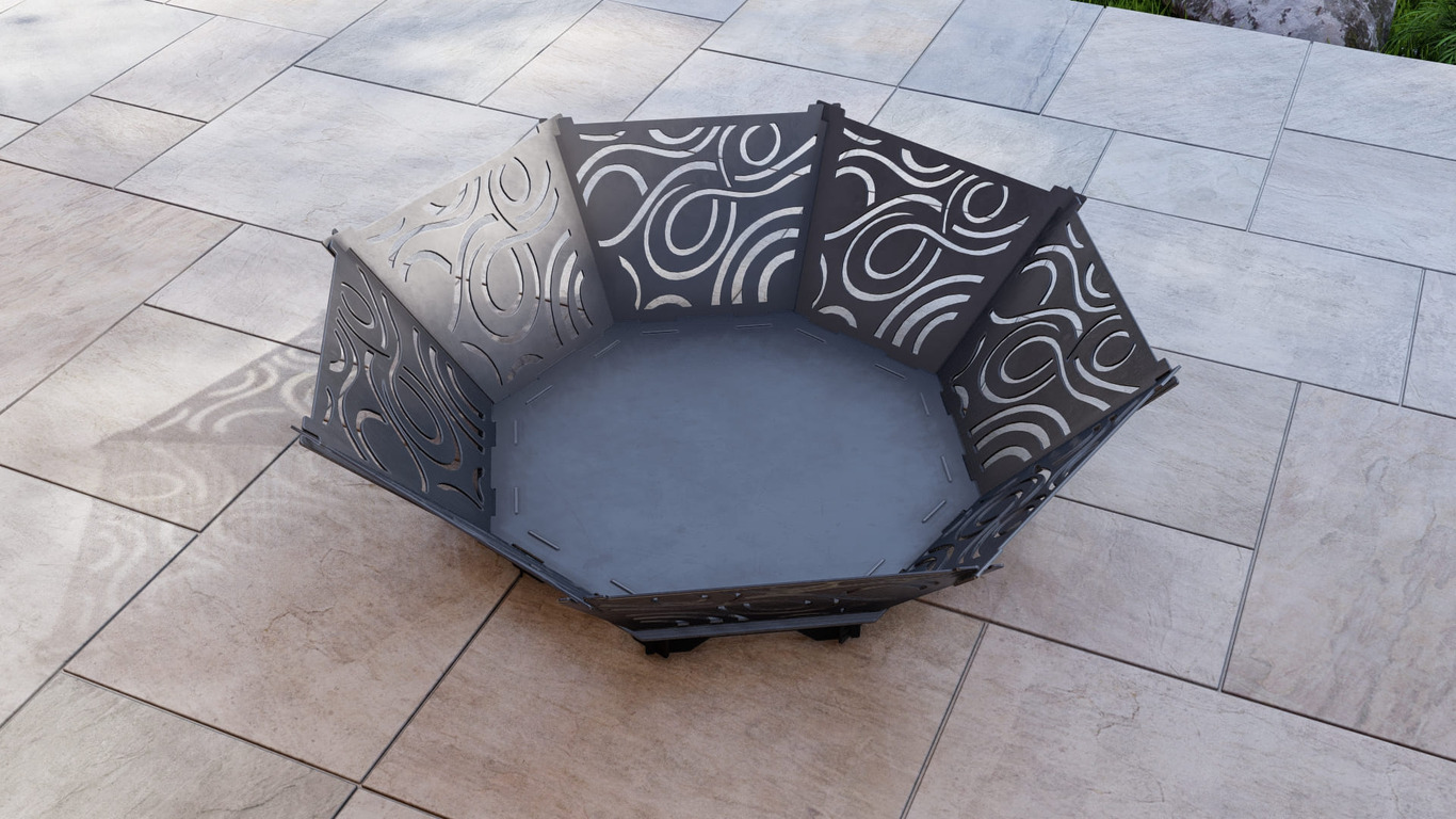 Octagon Foldable Fire Pit Grill V2. DXF, SVG files for plasma, laser cutting. Backyard BBQ. Фото 8