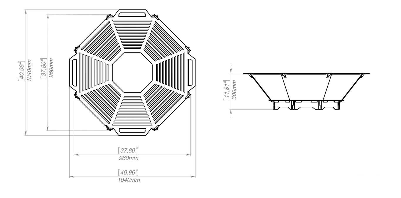 Octagon Foldable Fire Pit Grill V2. DXF, SVG files for plasma, laser cutting. Backyard BBQ. Фото 11