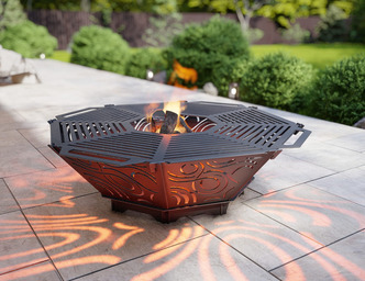 Braciere Ottagonale Pieghevole V2 con Griglia. File DXF, SVG per taglio plasma, laser. Barbecue da Giardino