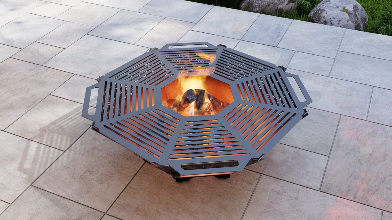 Octagon Foldable Fire Pit Grill V3. DXF, SVG files for plasma, laser cutting. Backyard BBQ. Фото 7