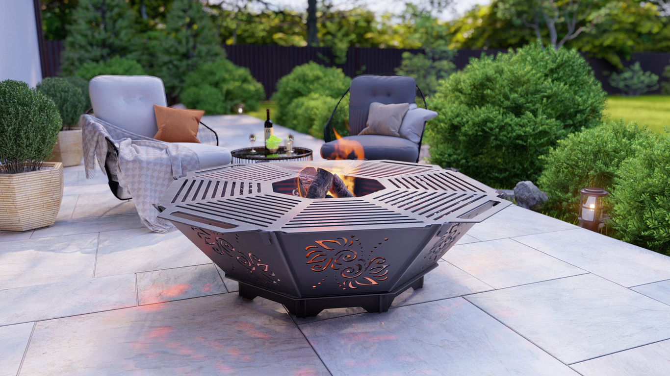 Octagon Foldable Fire Pit Grill V4. DXF, SVG files for plasma, laser cutting. Backyard BBQ. Фото 3