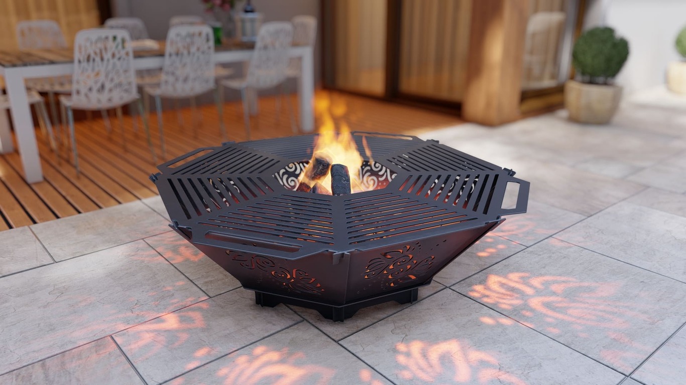 Octagon Foldable Fire Pit Grill V4. DXF, SVG files for plasma, laser cutting. Backyard BBQ. Фото 6