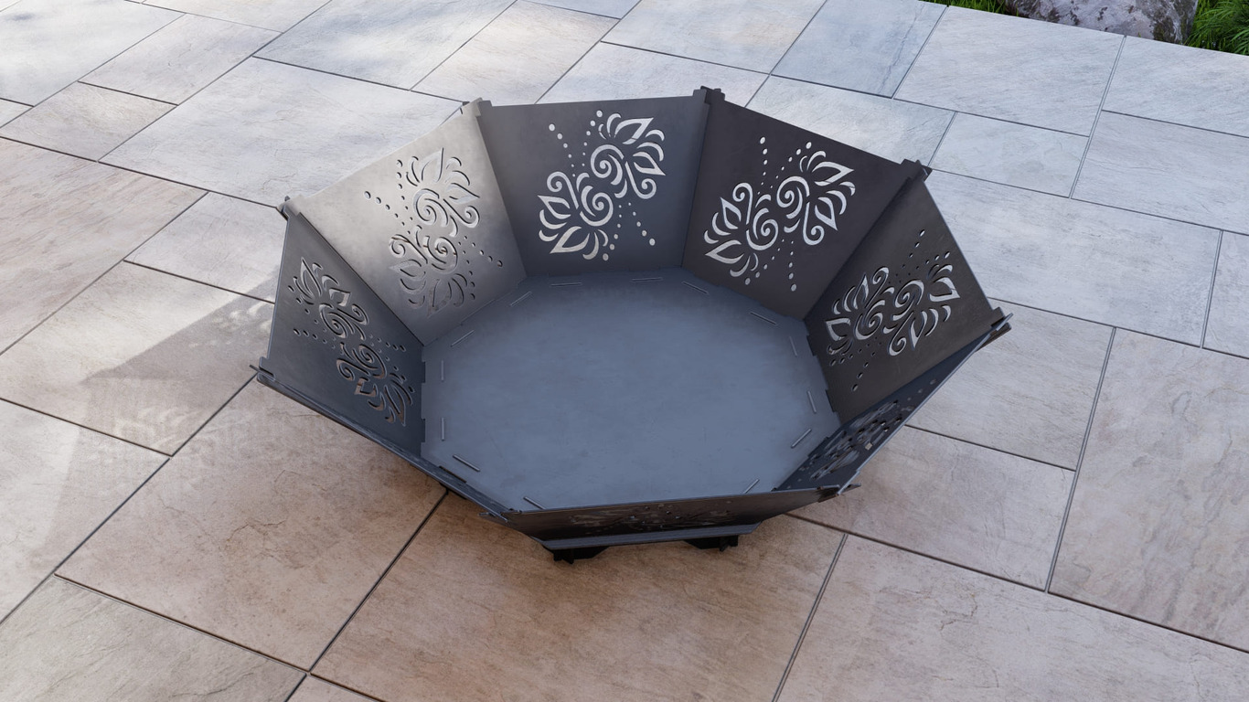 Octagon Foldable Fire Pit Grill V4. DXF, SVG files for plasma, laser cutting. Backyard BBQ. Фото 9