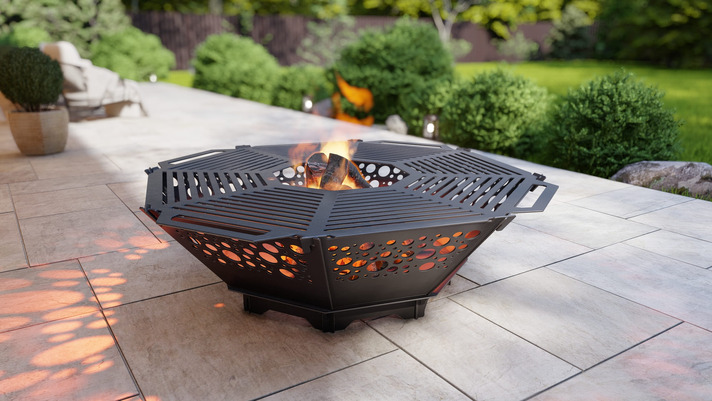 Octagon Foldable Fire Pit Grill V5. DXF, SVG files for plasma, laser cutting. Backyard BBQ
