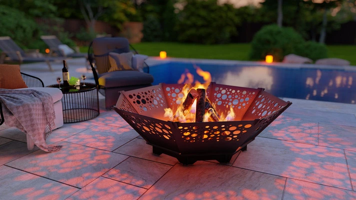 Octagon Foldable Fire Pit Grill V5. Backyard BBQ DXF and SVG Art