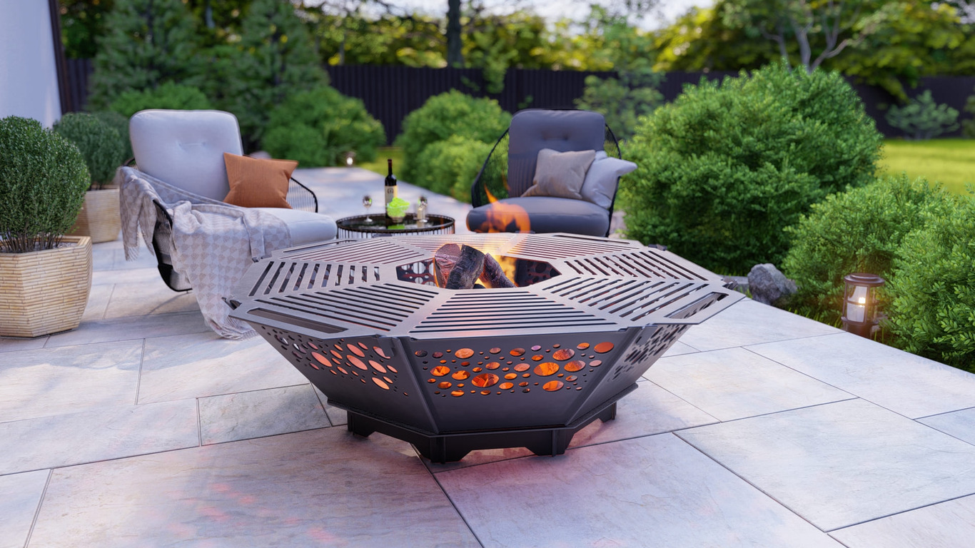 Octagon Foldable Fire Pit Grill V5. DXF, SVG files for plasma, laser cutting. Backyard BBQ. Фото 3