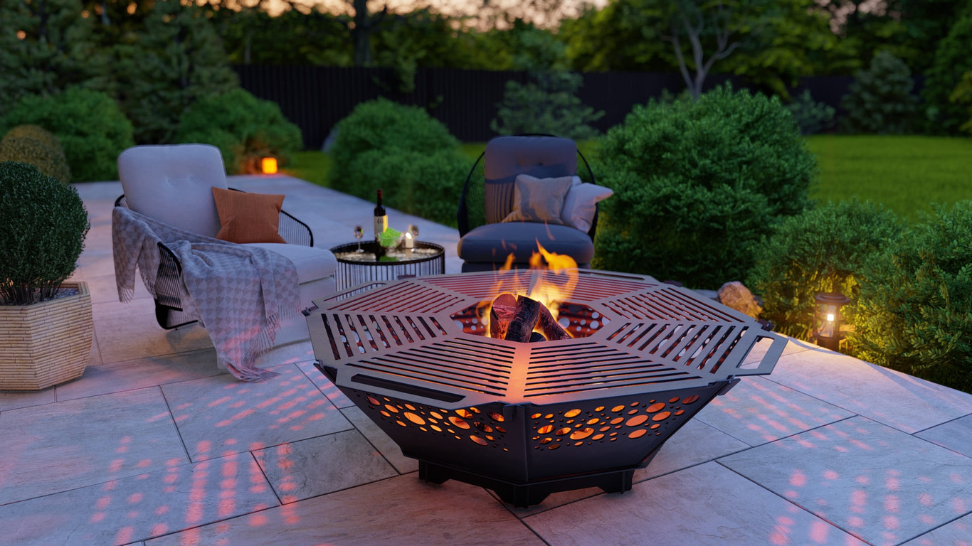 Octagon Foldable Fire Pit Grill V5. DXF, SVG files for plasma, laser cutting. Backyard BBQ. Фото 4