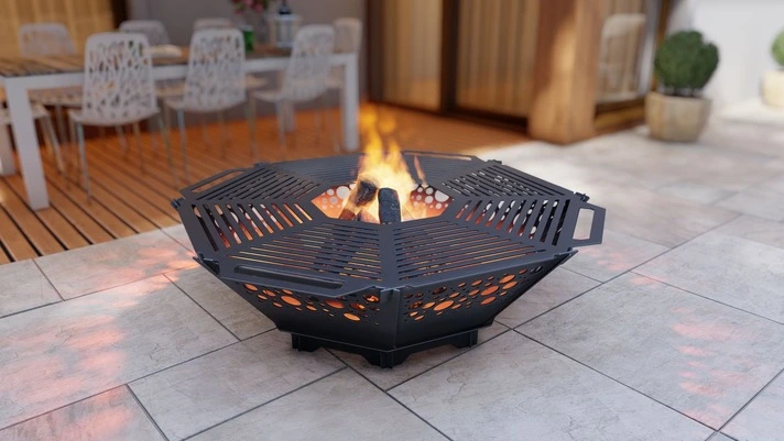 Octagons Foldable 5-in-1 Fire Pit Grill. Backyard BBQ DXF and SVG