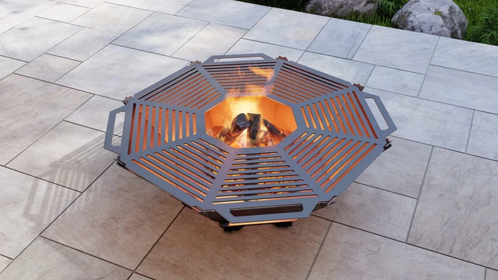 Octagons Foldable 5-in-1 Fire Pit Grill. Backyard BBQ DXF and SVG