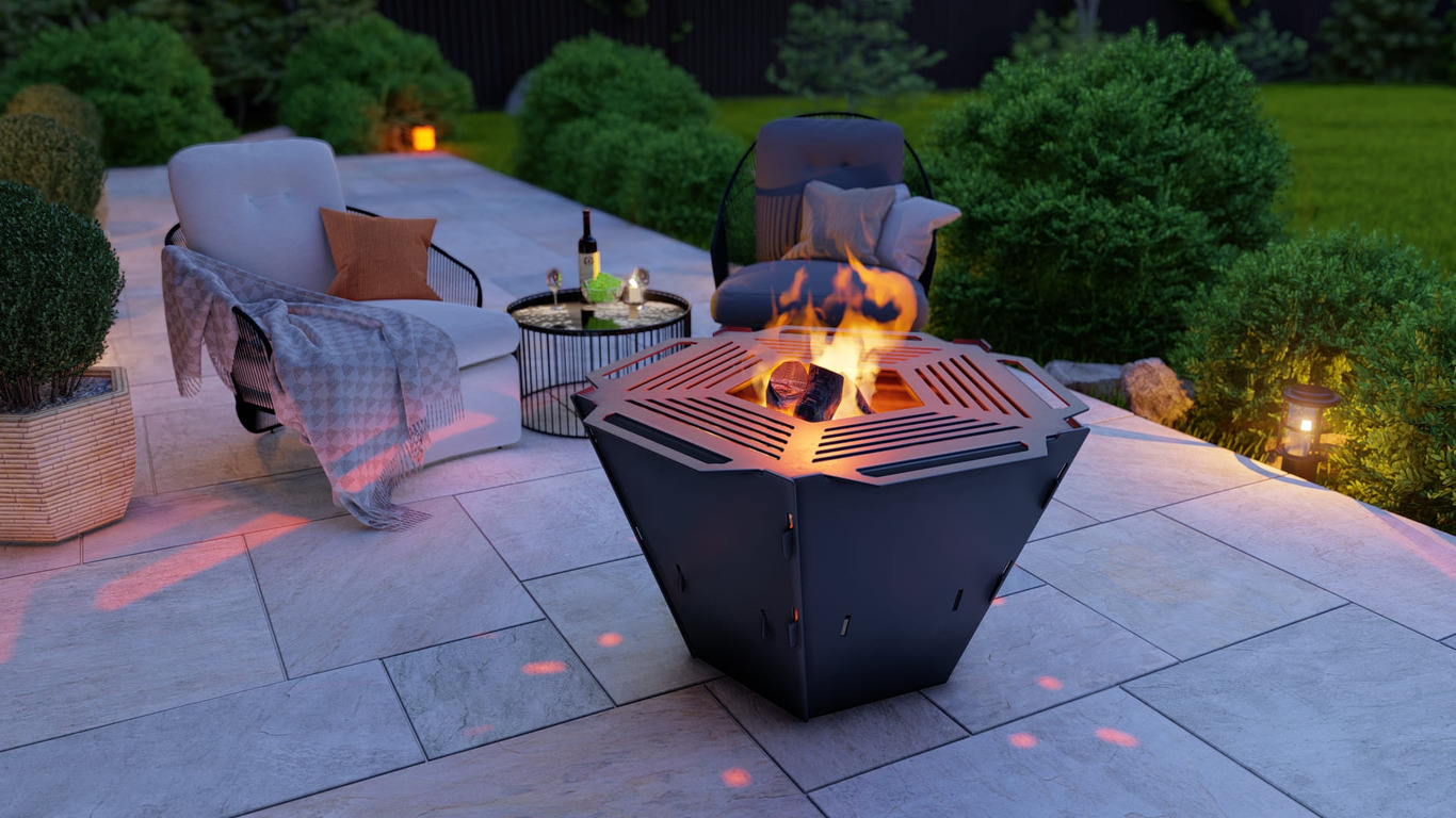 Pentagon Foldable Fire Pit Grill V1. DXF, SVG files for plasma, laser cutting. Backyard BBQ. Фото 4