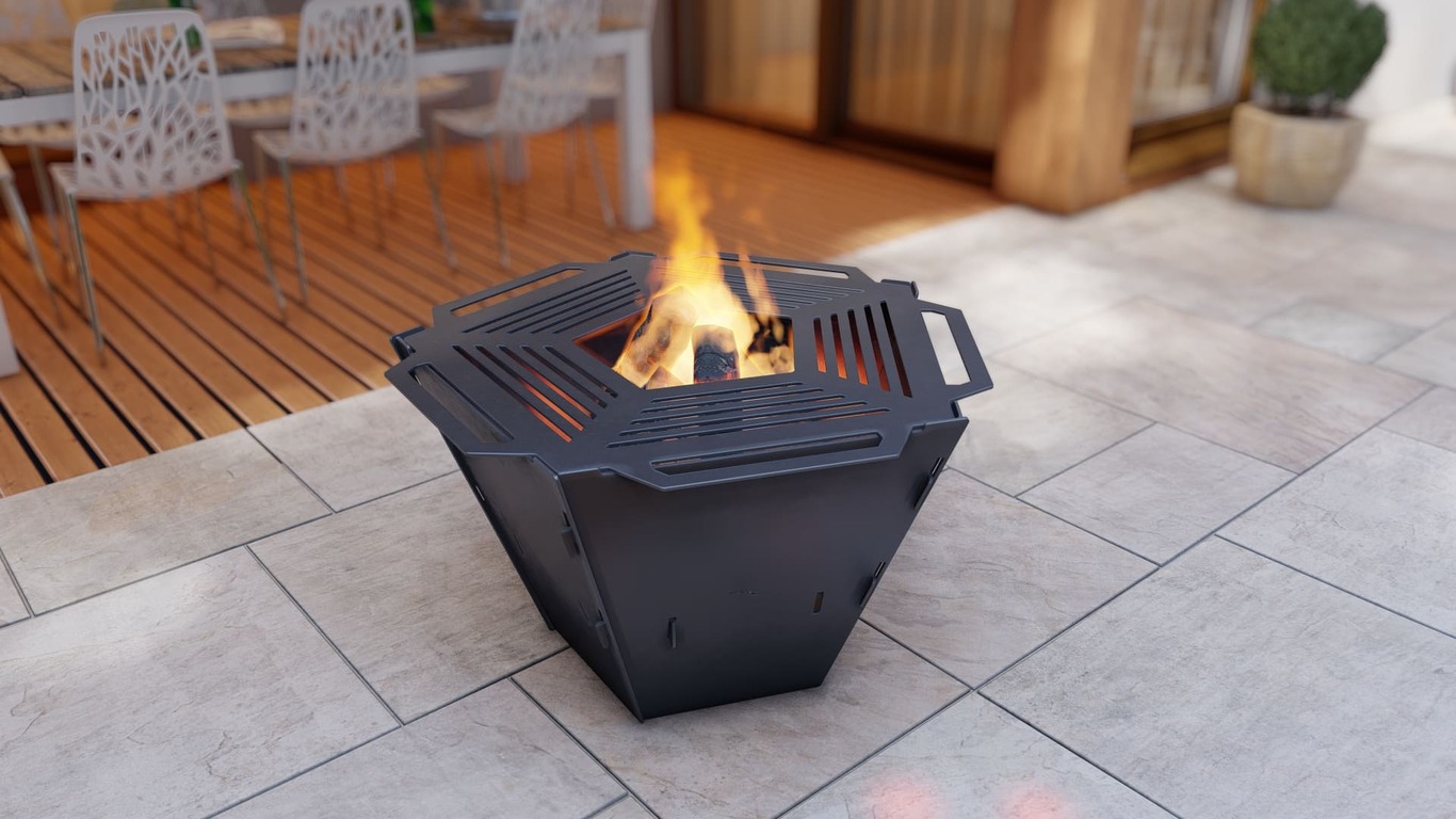 Pentagon Foldable Fire Pit Grill V1. DXF, SVG files for plasma, laser cutting. Backyard BBQ. Фото 6