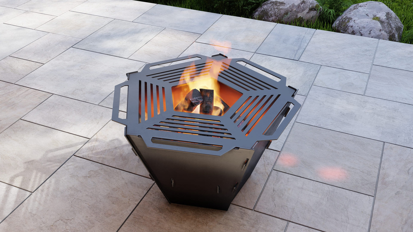 Pentagon Foldable Fire Pit Grill V1. DXF, SVG files for plasma, laser cutting. Backyard BBQ. Фото 7