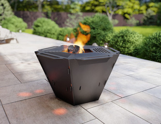 Pentagon Foldable Fire Pit Grill V1. DXF, SVG files for plasma, laser cutting. Backyard BBQ