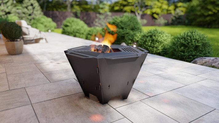 Pentagon Foldable Fire Pit Grill V2. DXF, SVG files for plasma, laser cutting. Backyard BBQ